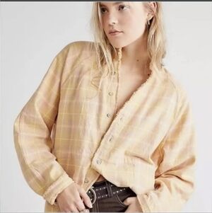 Free People Summer Daydream Plaid Buttondown. XS